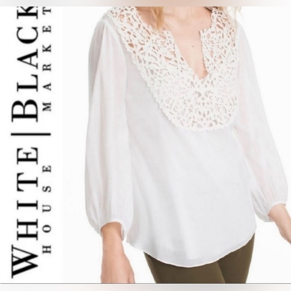 WHBM Laser Cut Cotton Blend Blouse NWT SZ 4